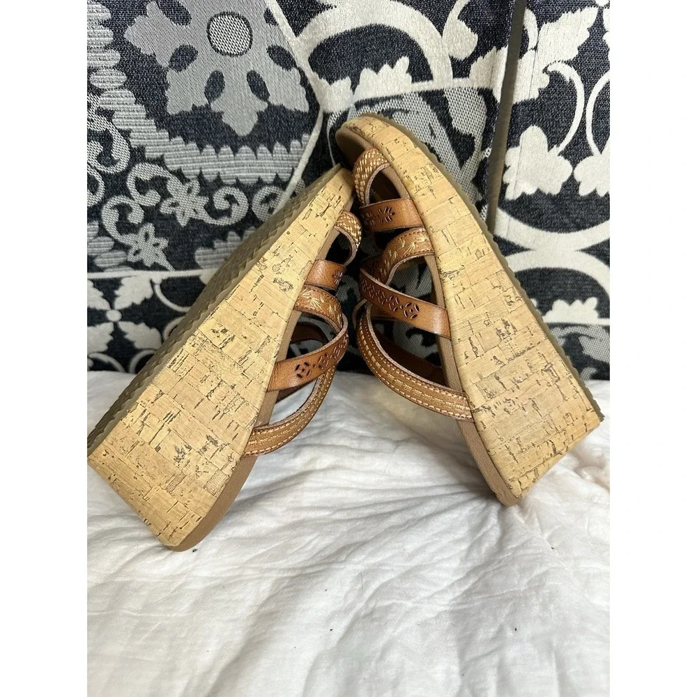 Skechers Women's Size 6.5 Beverlee Tiger Posse Wedge Sandals Brown Leather Shoes - Picture 6 of 7